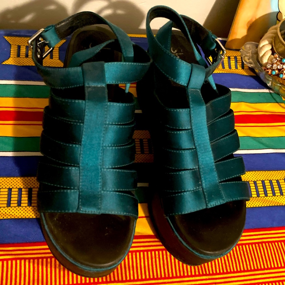 Free People emerald platform sandals